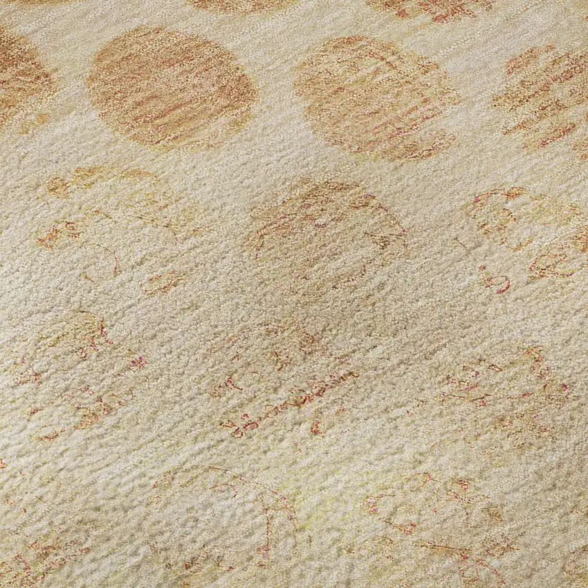 Peach And Ivory Geometric Washable Area Rug With UV Protection Photo 9