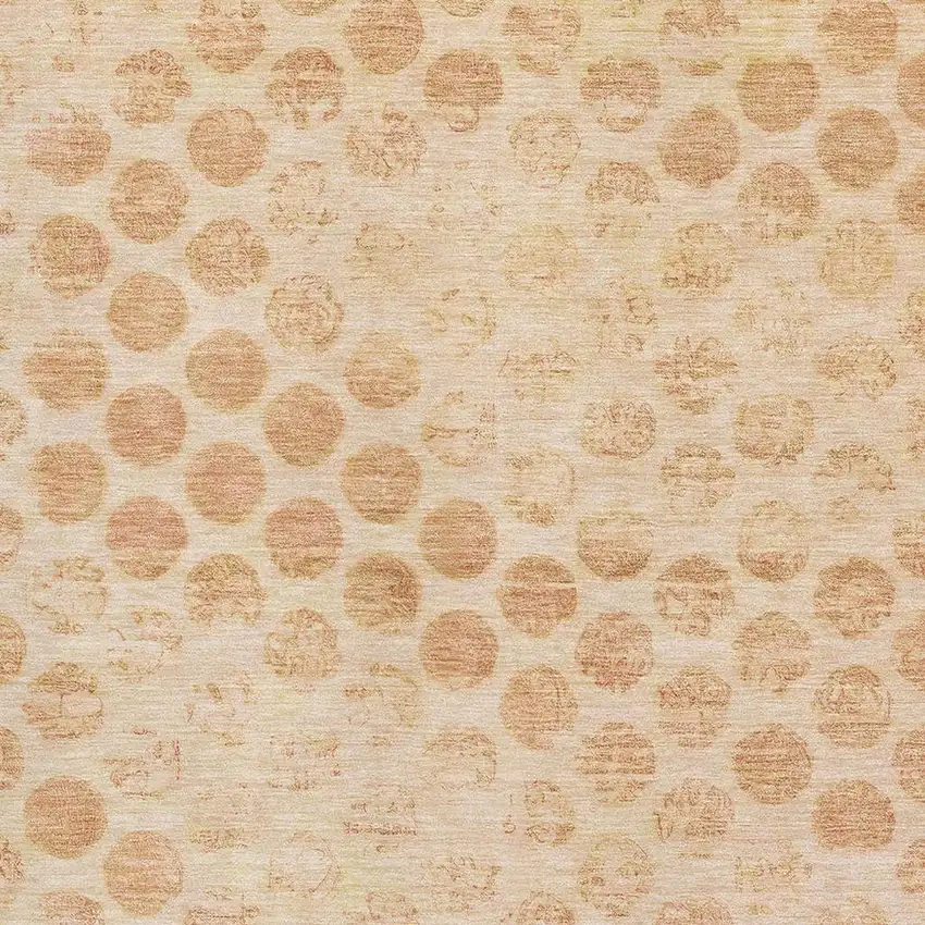 Peach And Ivory Geometric Washable Area Rug With UV Protection Photo 2