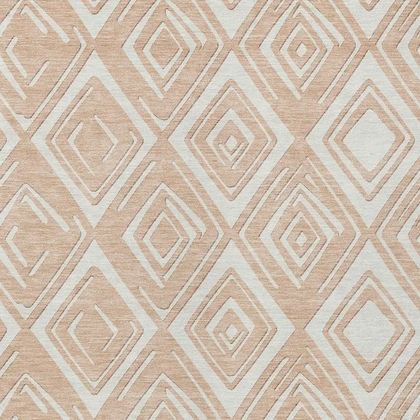 Peach And Ivory Geometric Washable Indoor Outdoor Area Rug Photo 6