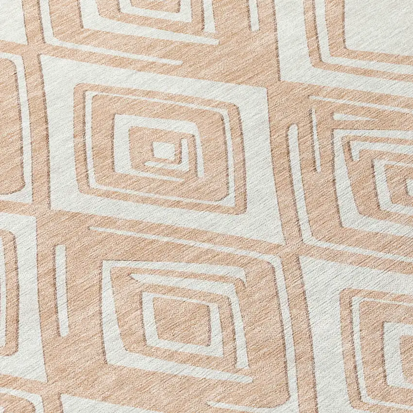 Peach And Ivory Geometric Washable Indoor Outdoor Area Rug Photo 7