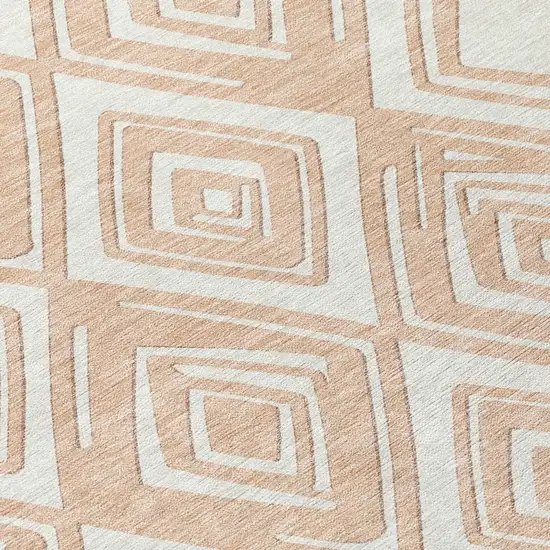 Peach And Ivory Geometric Washable Indoor Outdoor Area Rug Photo 7