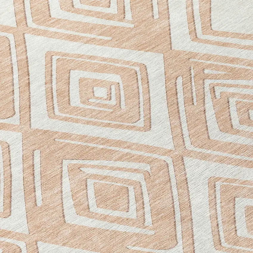 Peach And Ivory Geometric Washable Indoor Outdoor Area Rug Photo 7