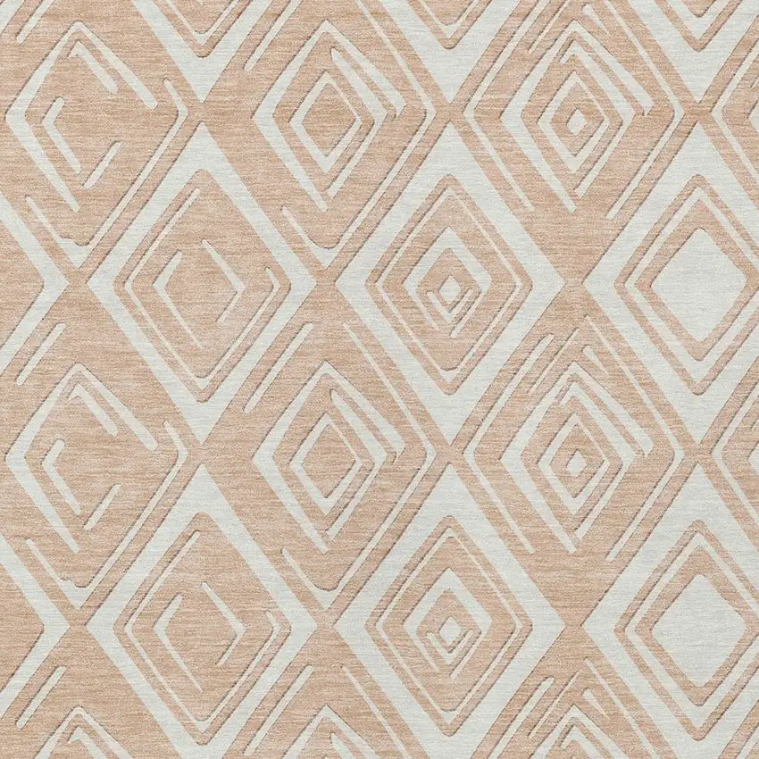 Peach And Ivory Geometric Washable Indoor Outdoor Area Rug Photo 6
