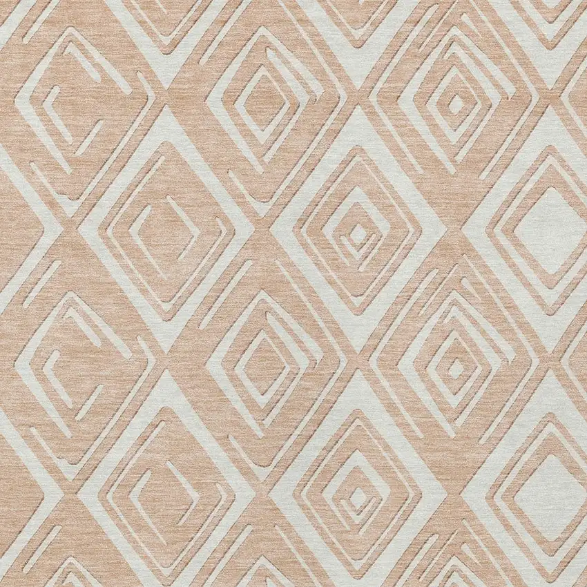 Peach And Ivory Geometric Washable Indoor Outdoor Area Rug Photo 6