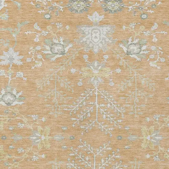 Peach And Ivory Oriental Washable Indoor Outdoor Area Rug Photo 3