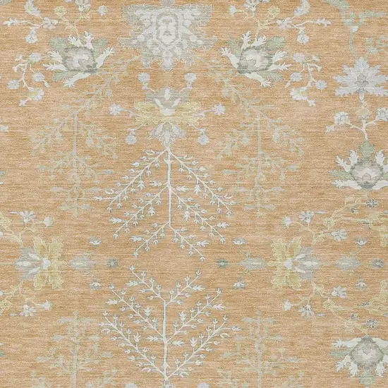 Peach And Ivory Oriental Washable Indoor Outdoor Area Rug Photo 3