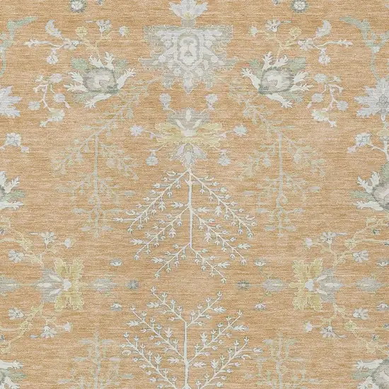 Peach And Ivory Oriental Washable Indoor Outdoor Area Rug Photo 5