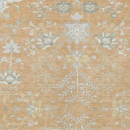 Peach And Ivory Oriental Washable Indoor Outdoor Area Rug Photo 5