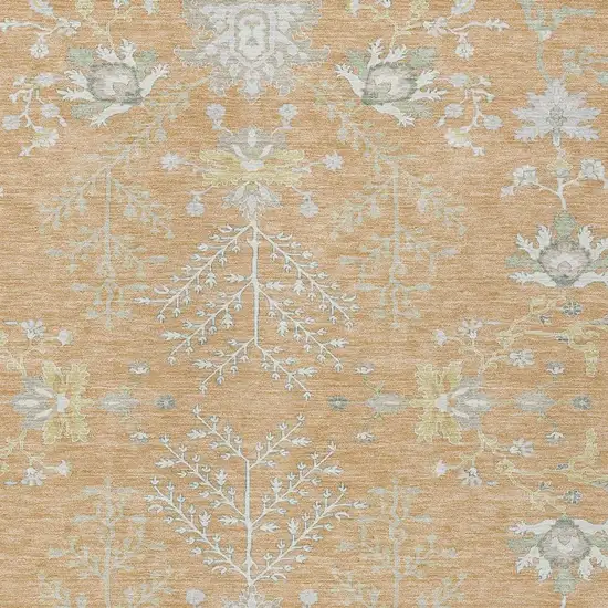 Peach And Ivory Oriental Washable Indoor Outdoor Area Rug Photo 3