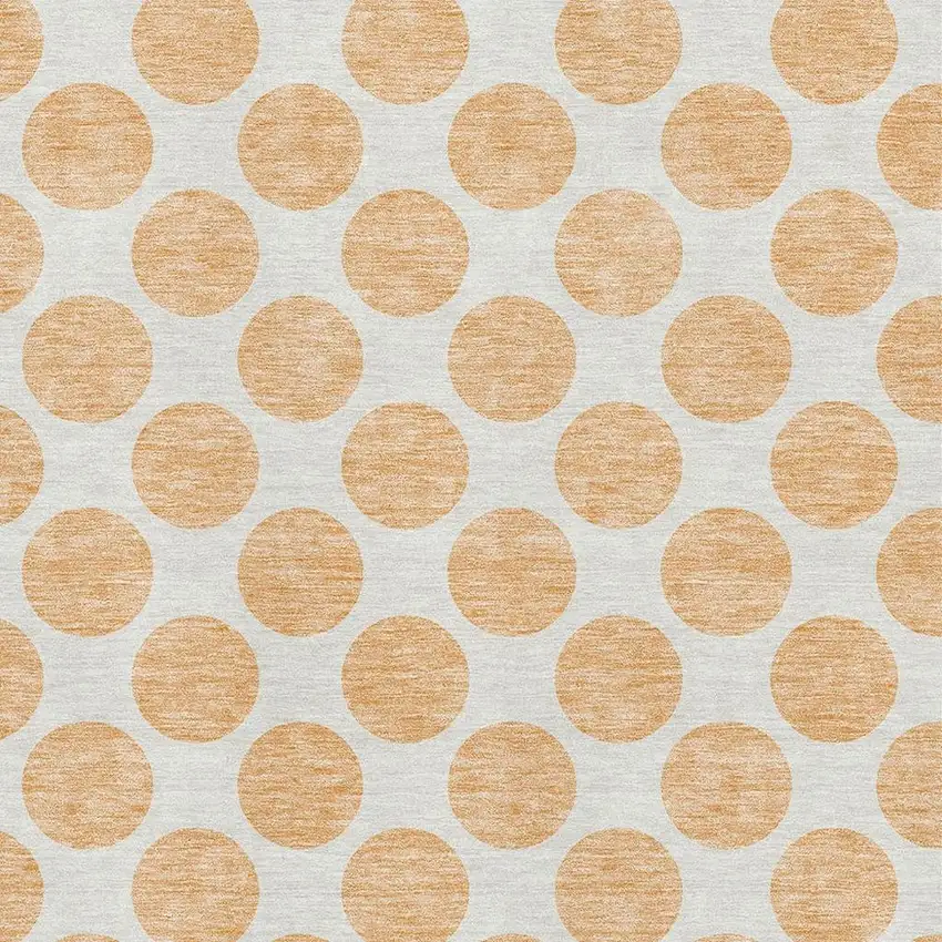 Peach And Ivory Polka Dot Washable Area Rug With UV Protection Photo 2