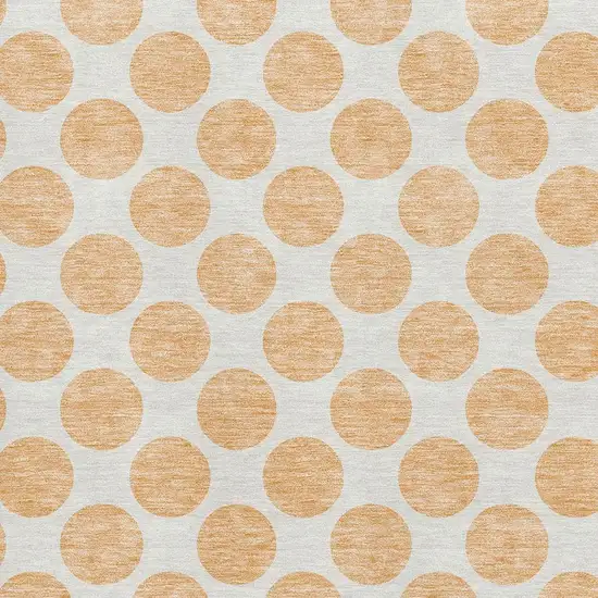 Peach And Ivory Polka Dot Washable Area Rug With UV Protection Photo 2