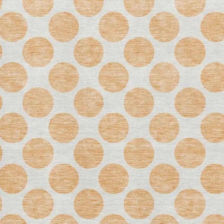 Peach And Ivory Polka Dot Washable Area Rug With UV Protection Photo 2