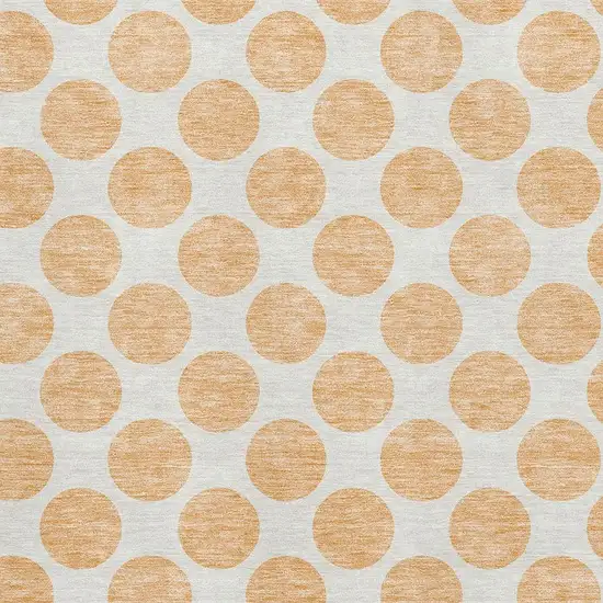 Peach And Ivory Polka Dot Washable Area Rug With UV Protection Photo 2