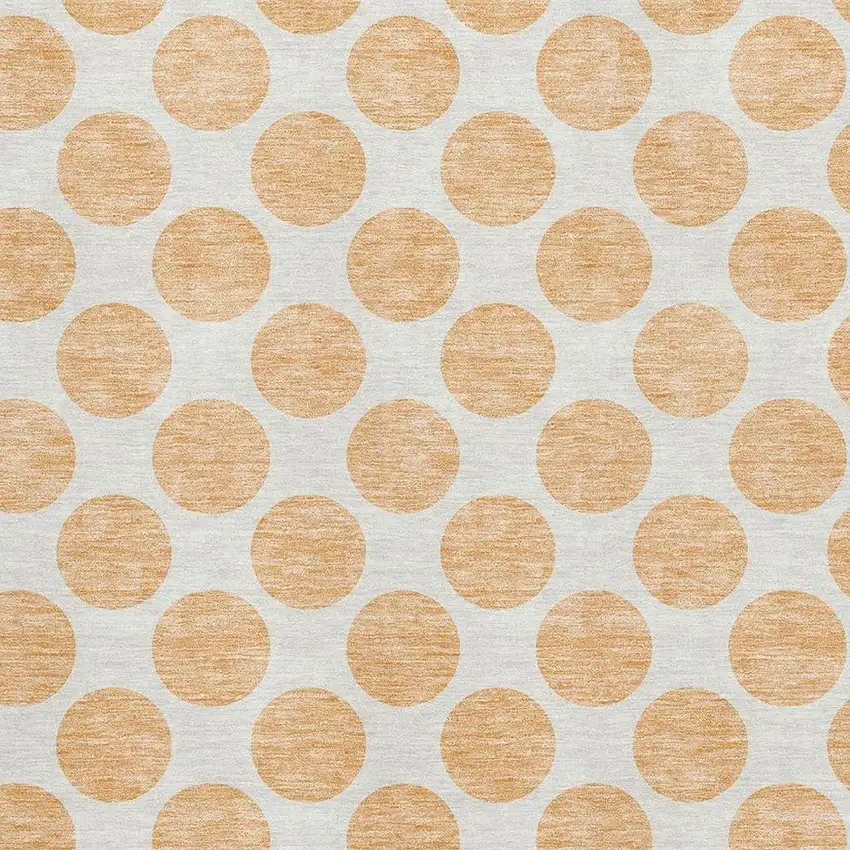 Peach And Ivory Polka Dot Washable Area Rug With UV Protection Photo 2