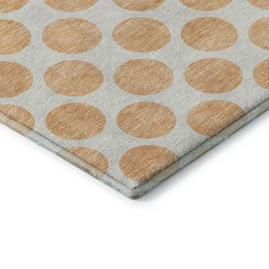 Peach And Ivory Polka Dot Washable Area Rug With UV Protection Photo 7