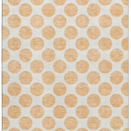 Peach And Ivory Polka Dot Washable Area Rug With UV Protection Photo 2