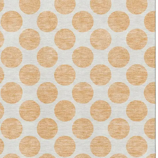Peach And Ivory Polka Dot Washable Area Rug With UV Protection Photo 2