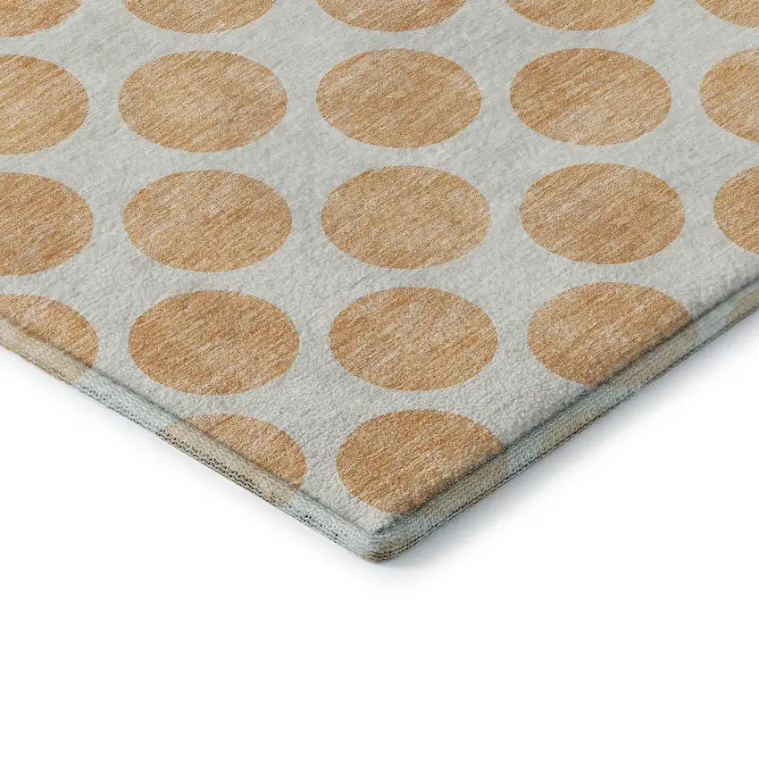 Peach And Ivory Polka Dot Washable Area Rug With UV Protection Photo 7