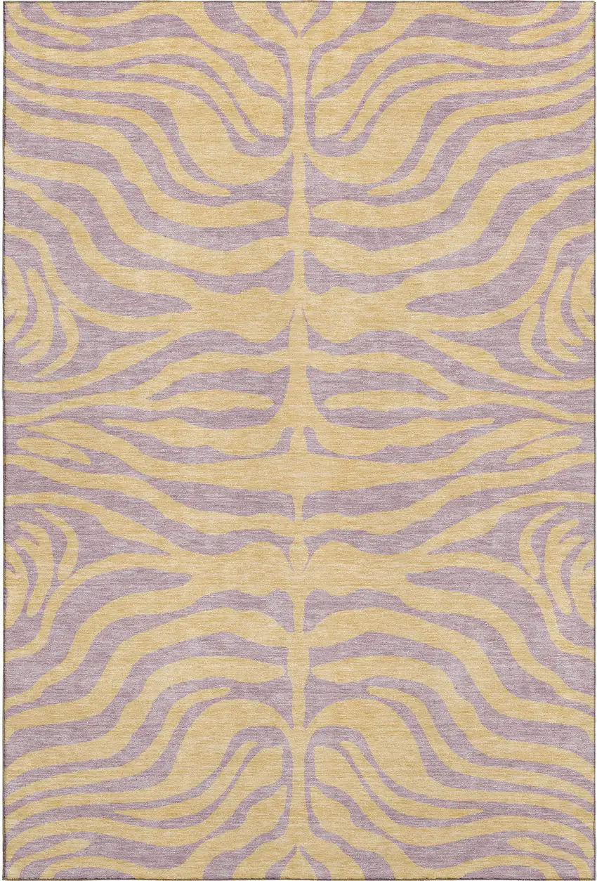 Peach And Lavender Animal Print Washable Area Rug With UV Protection Photo 1