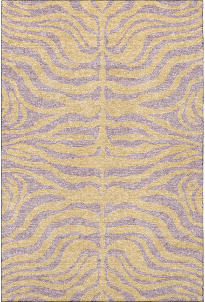 Peach And Lavender Animal Print Washable Area Rug With UV Protection Photo 3