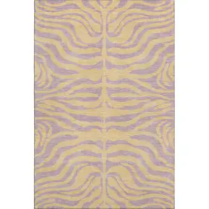 Photo of Peach And Lavender Animal Print Washable Area Rug With UV Protection