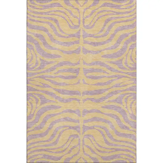 Peach And Lavender Animal Print Washable Area Rug With UV Protection Photo 1