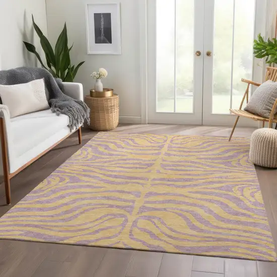 Peach And Lavender Animal Print Washable Area Rug With UV Protection Photo 5