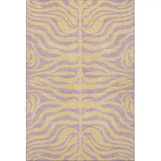 Peach And Lavender Animal Print Washable Area Rug With UV Protection Photo 3