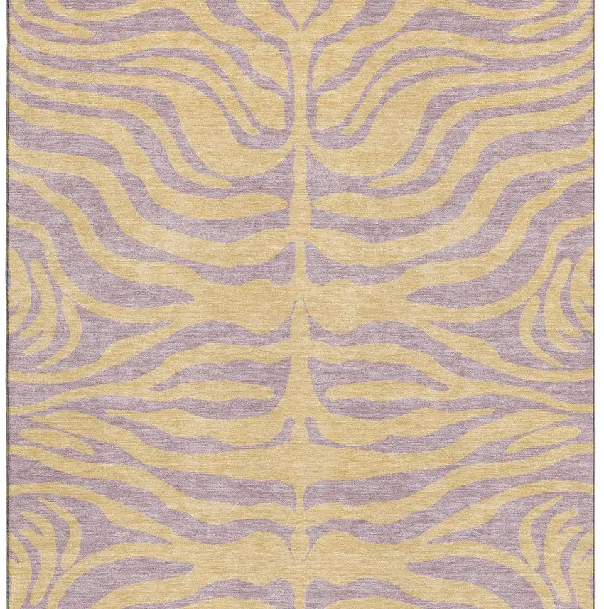 Peach And Lavender Animal Print Washable Area Rug With UV Protection Photo 2