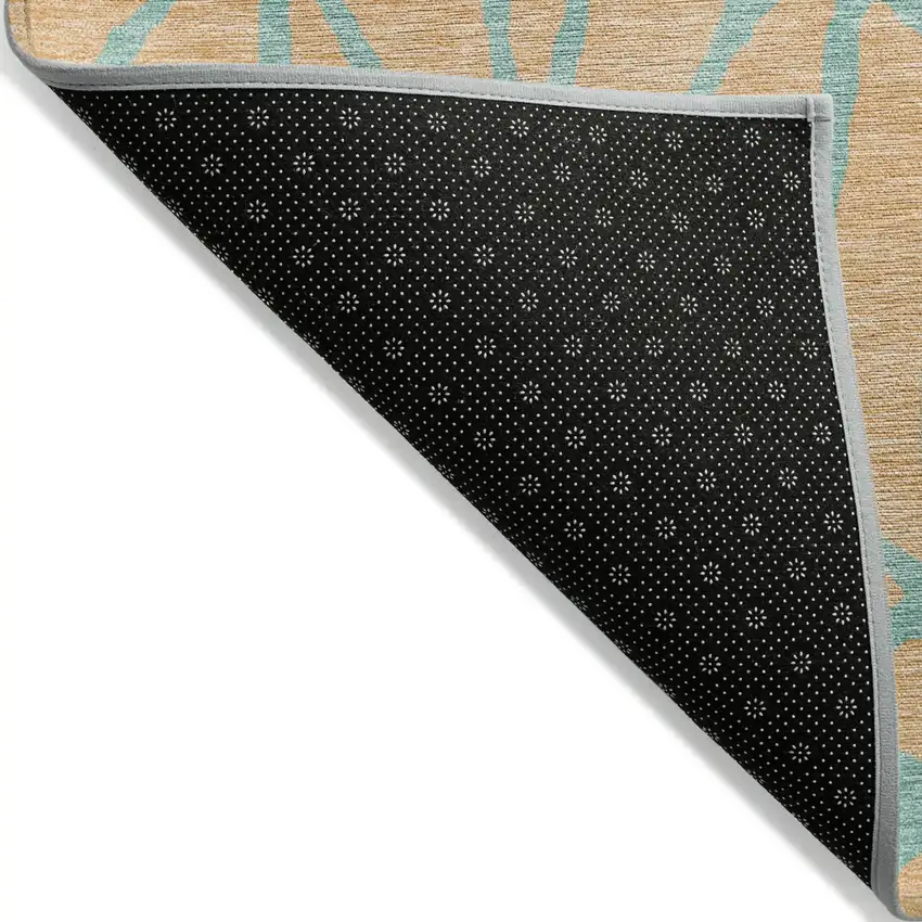 Peach And Mint Green Geometric Washable Indoor Outdoor Area Rug Photo 4
