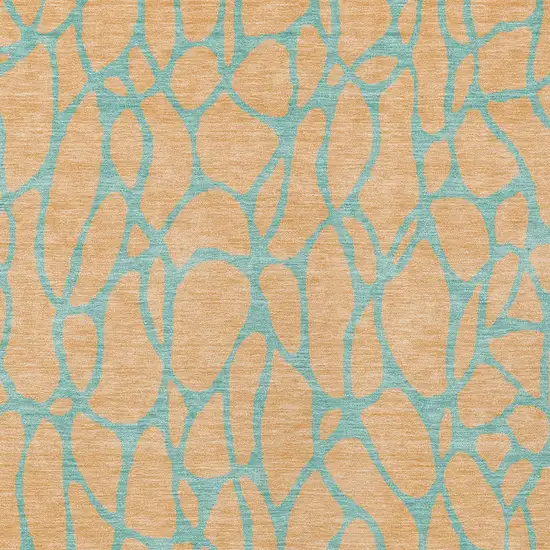 Peach And Mint Green Geometric Washable Indoor Outdoor Area Rug Photo 6