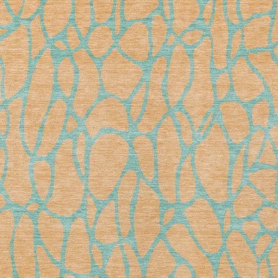 Peach And Mint Green Geometric Washable Indoor Outdoor Area Rug Photo 6