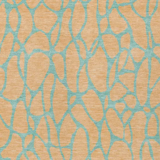 Peach And Mint Green Geometric Washable Indoor Outdoor Area Rug Photo 6