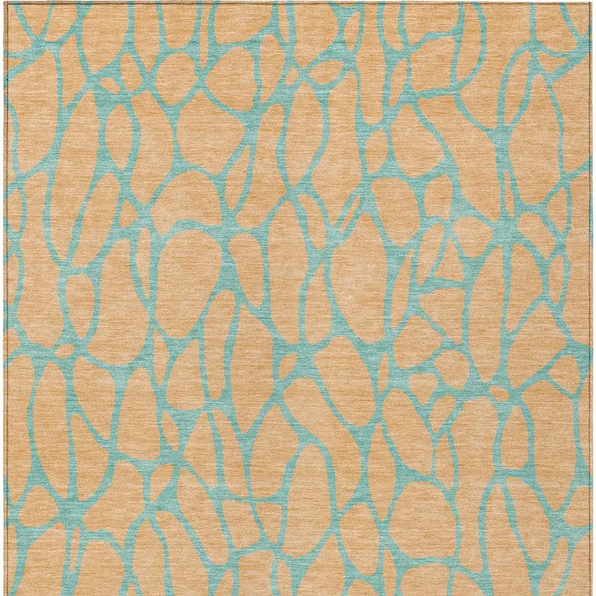 Peach And Mint Green Geometric Washable Indoor Outdoor Area Rug Photo 7