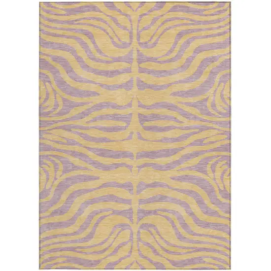 Peach And Purple Animal Print Washable Indoor Outdoor Area Rug Photo 6