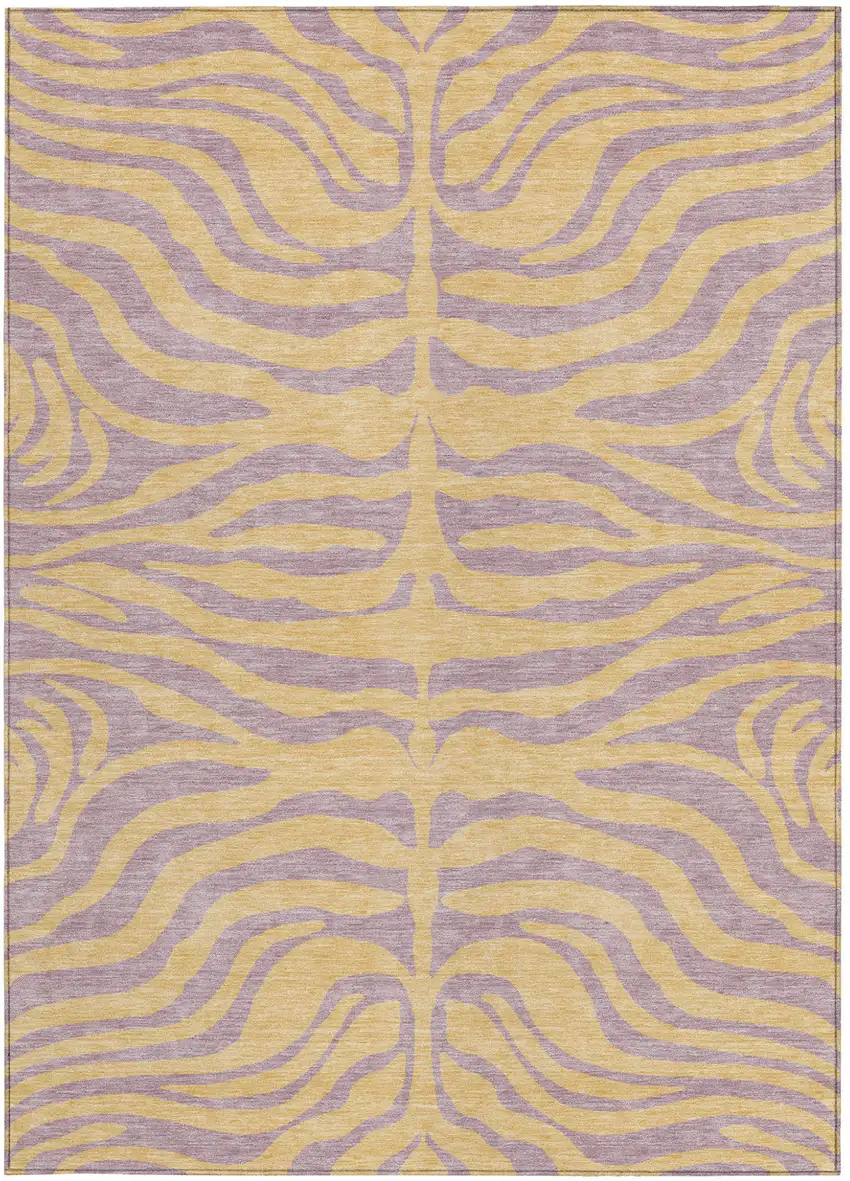Peach And Purple Animal Print Washable Indoor Outdoor Area Rug Photo 6