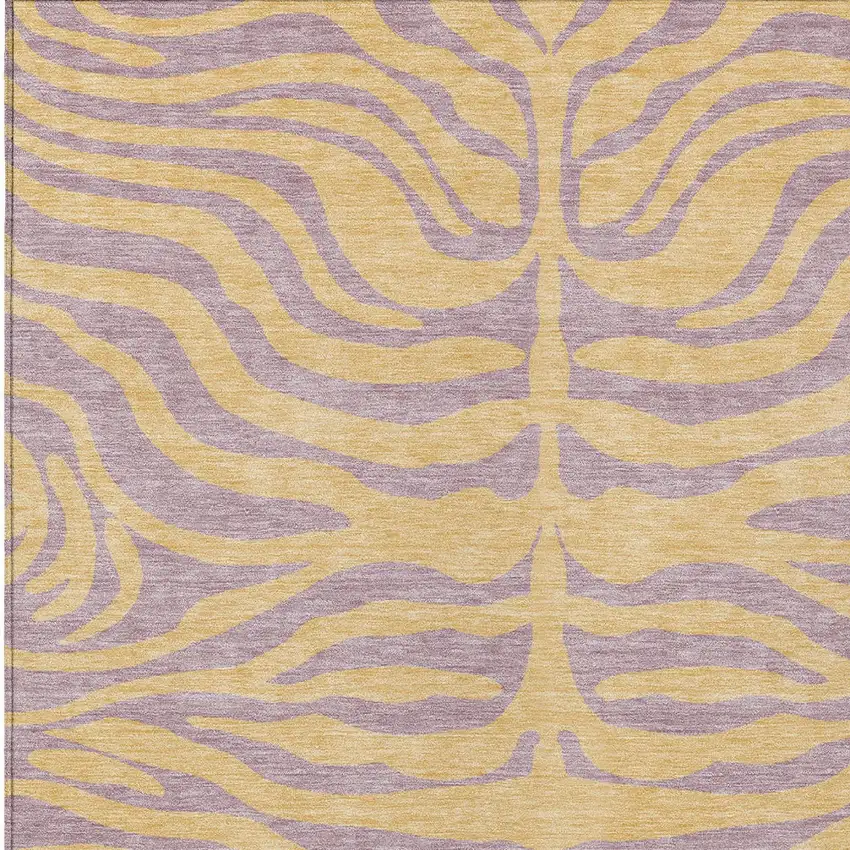 Peach And Purple Animal Print Washable Indoor Outdoor Area Rug Photo 4