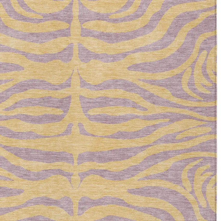 Peach And Purple Animal Print Washable Indoor Outdoor Area Rug Photo 5