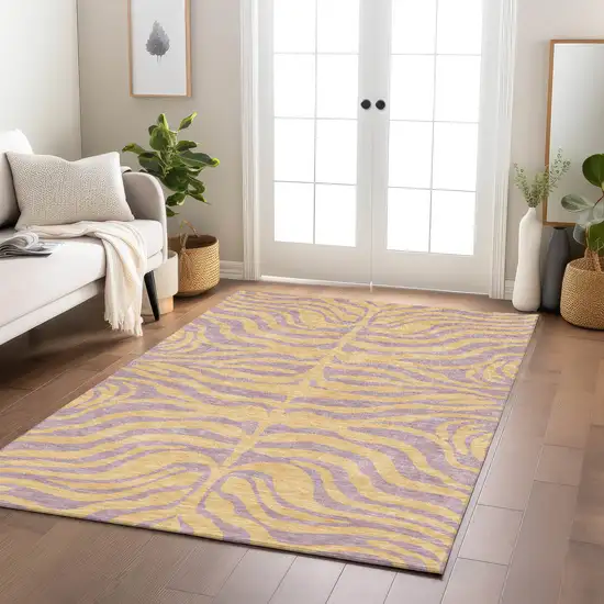 Peach And Purple Animal Print Washable Indoor Outdoor Area Rug Photo 9