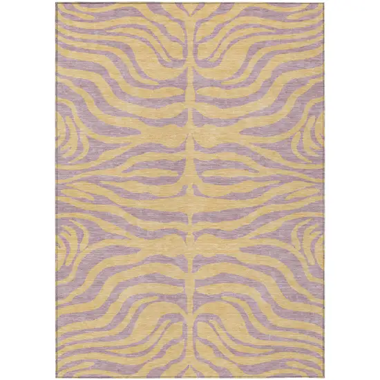 Peach And Purple Animal Print Washable Indoor Outdoor Area Rug Photo 2