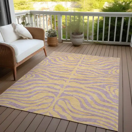 Peach And Purple Animal Print Washable Indoor Outdoor Area Rug Photo 7