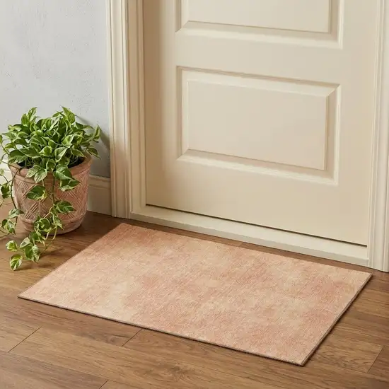 Peach And Salmon Abstract Washable Area Rug With UV Protection Photo 1
