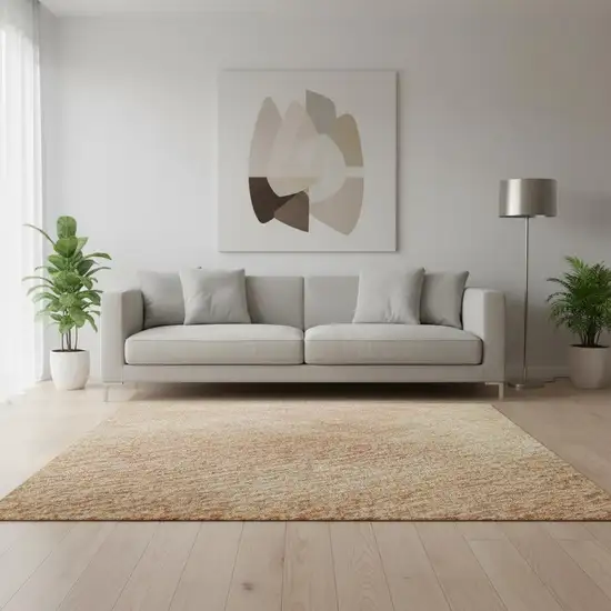 Peach And Salmon Abstract Washable Area Rug With UV Protection Photo 2