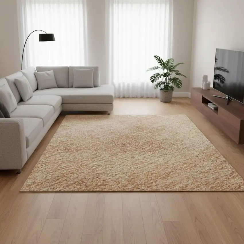 Peach And Salmon Abstract Washable Area Rug With UV Protection Photo 2