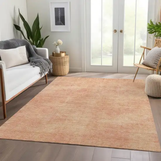 Peach And Salmon Abstract Washable Area Rug With UV Protection Photo 3