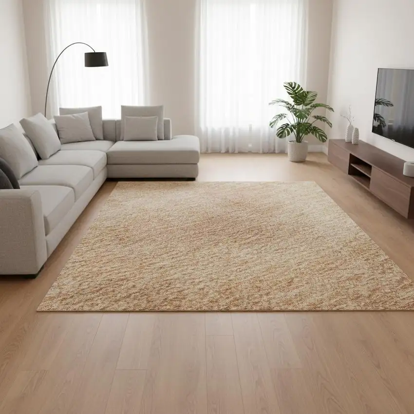 Peach And Salmon Abstract Washable Area Rug With UV Protection Photo 2