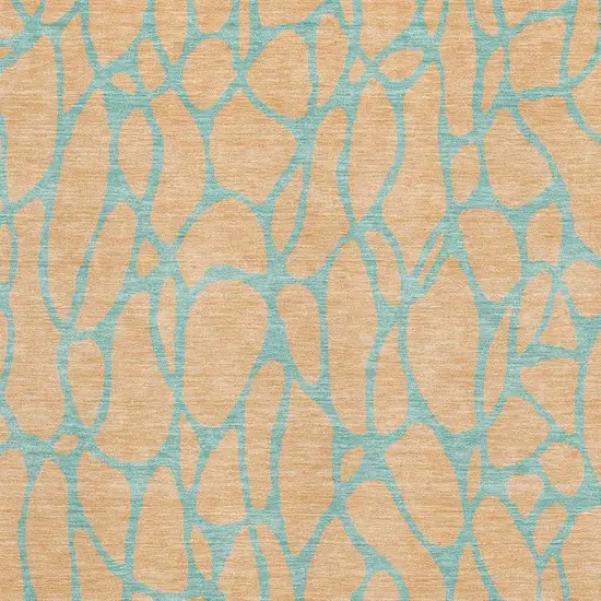 Peach And Teal Geometric Washable Area Rug With UV Protection Photo 2