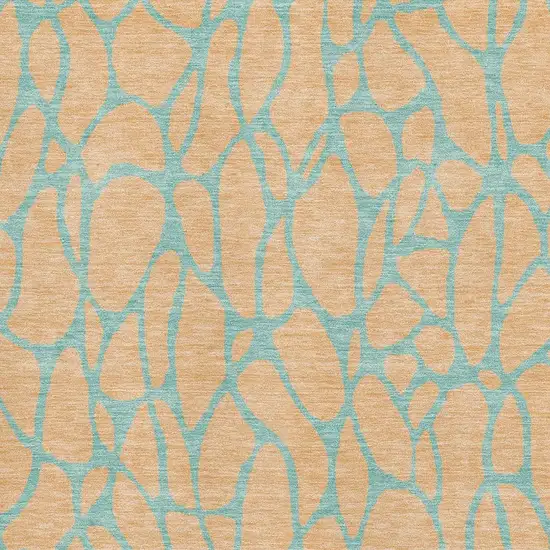 Peach And Teal Geometric Washable Area Rug With UV Protection Photo 2