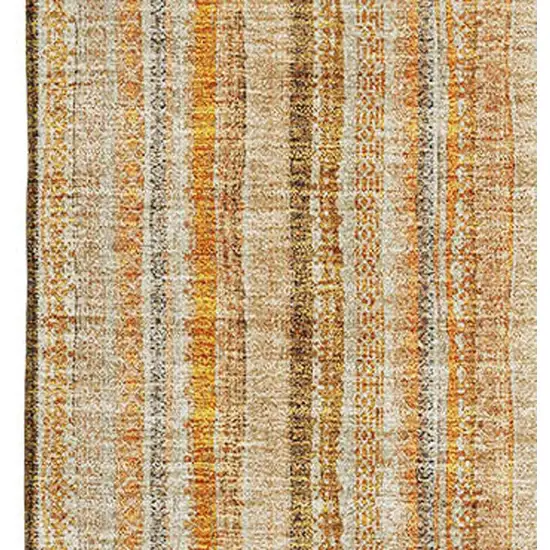 Peach Beige And Orange Striped Washable Area Rug With UV Protection Photo 3