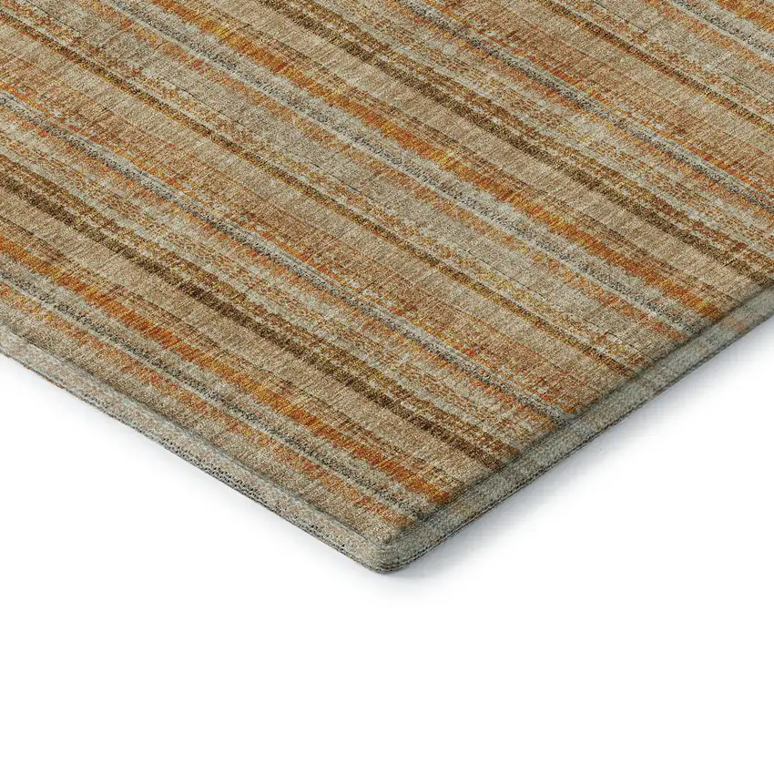Peach Beige And Orange Striped Washable Area Rug With UV Protection Photo 5